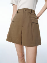 Women's Brown High-Waisted A-Line Shorts